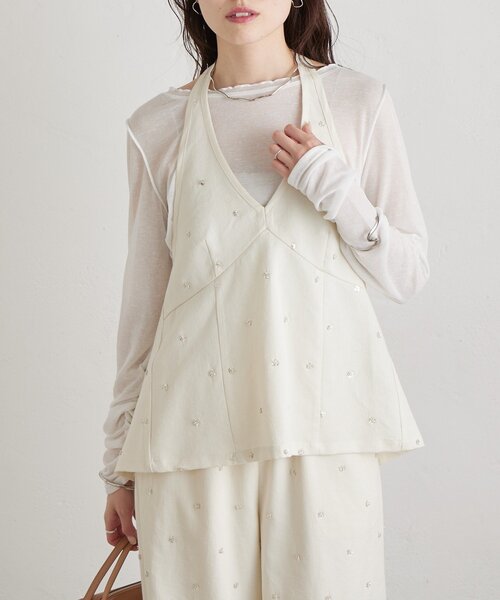 mystic（ミスティック）の「ビジューフラワーホルタービスチェ（シャツ/ブラウス・レディース・ブルー/アイボリー/ブラック・FREE）」の22枚目の写真