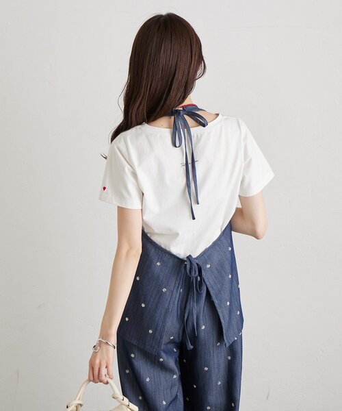 mystic（ミスティック）の「ビジューフラワーホルタービスチェ（シャツ/ブラウス・レディース・ブルー/アイボリー/ブラック・FREE）」の6枚目の写真