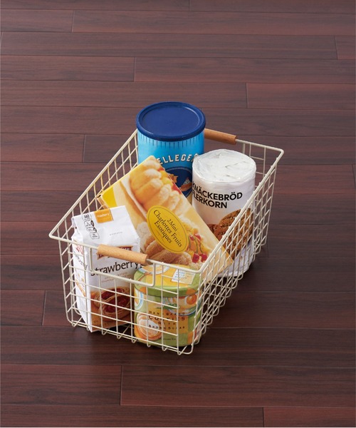 セール】ワイヤーバスケットM(木柄)（収納グッズ）｜PEARL LIFE