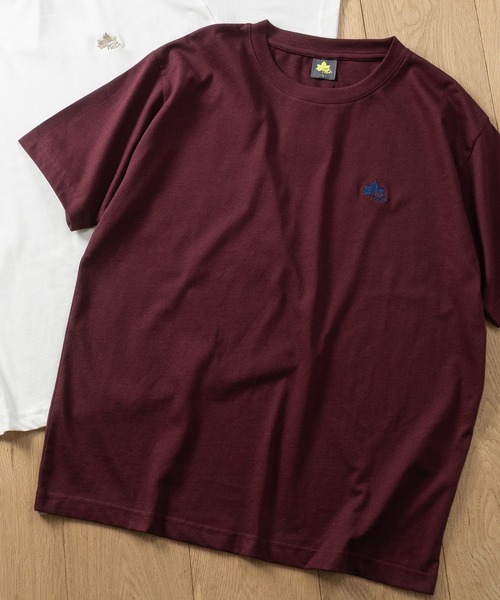 LOGOS(ロゴス)の「【15】〔LOGOS/ロゴス〕スパイラルヤーン天竺 ワンポイントロゴ刺繍 半袖Tシャツ(Tシャツ/カットソー・メンズ・ボルドー/ネイビー/スミクロ/オフホワイト・X-LARGE/LARGE/MEDIUM)」の4枚目の写真