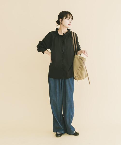ITEMS URBANRESEARCH（アイテムズ アーバンリサーチ）の「『UVカット/接触冷感』ネックフリルブラウス（シャツ/ブラウス・レディース・ホワイト/ブラック/ストライプ・FREE）」の9枚目の写真