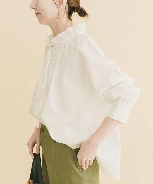 ITEMS URBANRESEARCH（アイテムズ アーバンリサーチ）の「『UVカット/接触冷感』ネックフリルブラウス（シャツ/ブラウス・レディース・ホワイト/ブラック/ストライプ・FREE）」の15枚目の写真