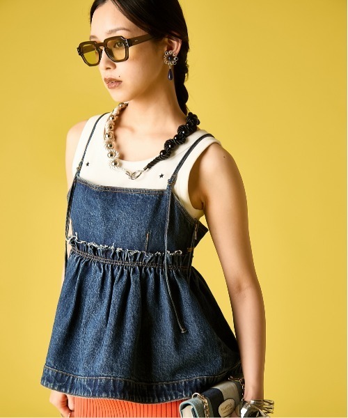 GEVS.（ジェイヴィス）の「綿100％デニムキャミソール＜大きいサイズ有＞GEVS.（キャミソール・レディース・ネイビー系/ブルー系・M/L/LL/3L/4L/5L）」の13枚目の写真