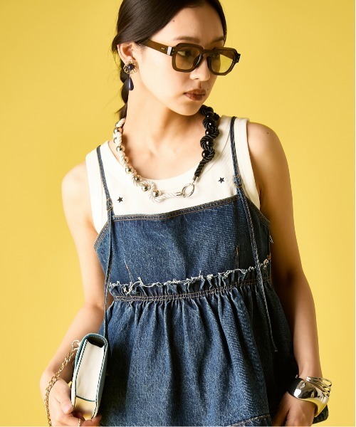 GEVS.（ジェイヴィス）の「綿100％デニムキャミソール＜大きいサイズ有＞GEVS.（キャミソール・レディース・ネイビー系/ブルー系・M/L/LL/3L/4L/5L）」の14枚目の写真