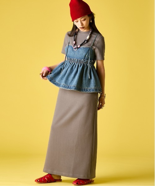 GEVS.（ジェイヴィス）の「綿100％デニムキャミソール＜大きいサイズ有＞GEVS.（キャミソール・レディース・ネイビー系/ブルー系・M/L/LL/3L/4L/5L）」の4枚目の写真