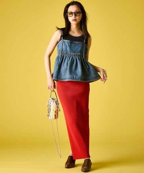 GEVS.（ジェイヴィス）の「綿100％デニムキャミソール＜大きいサイズ有＞GEVS.（キャミソール・レディース・ネイビー系/ブルー系・M/L/LL/3L/4L/5L）」の6枚目の写真