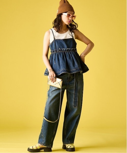 GEVS.（ジェイヴィス）の「綿100％デニムキャミソール＜大きいサイズ有＞GEVS.（キャミソール・レディース・ネイビー系/ブルー系・M/L/LL/3L/4L/5L）」の7枚目の写真