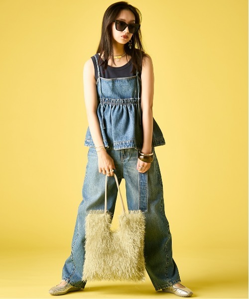 GEVS.（ジェイヴィス）の「綿100％デニムキャミソール＜大きいサイズ有＞GEVS.（キャミソール・レディース・ネイビー系/ブルー系・M/L/LL/3L/4L/5L）」の8枚目の写真