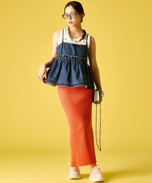 GEVS.（ジェイヴィス）の「綿100％デニムキャミソール＜大きいサイズ有＞GEVS.（キャミソール・レディース・ネイビー系/ブルー系・M/L/LL/3L/4L/5L）」の12枚目の写真