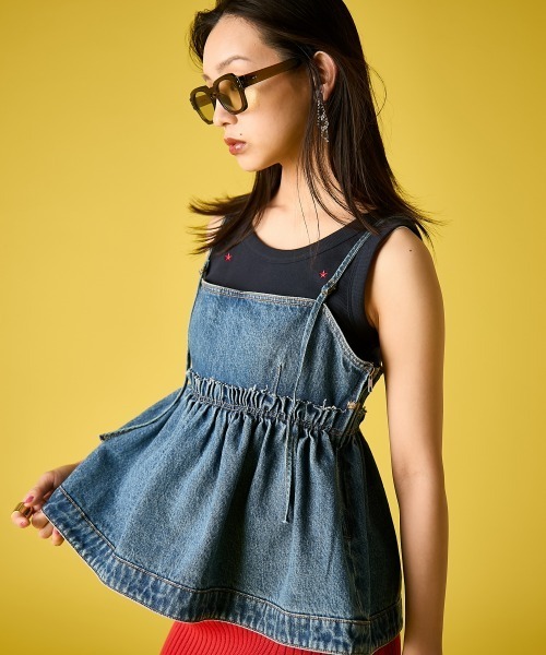 GEVS.（ジェイヴィス）の「綿100％デニムキャミソール＜大きいサイズ有＞GEVS.（キャミソール・レディース・ネイビー系/ブルー系・M/L/LL/3L/4L/5L）」の16枚目の写真