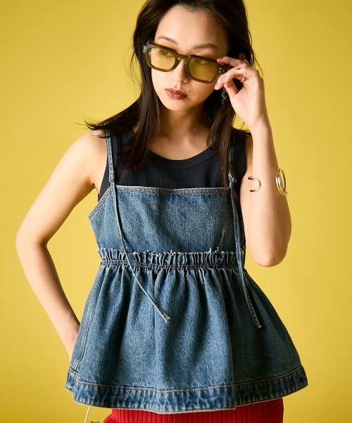 GEVS.（ジェイヴィス）の「綿100％デニムキャミソール＜大きいサイズ有＞GEVS.（キャミソール・レディース・ネイビー系/ブルー系・M/L/LL/3L/4L/5L）」の18枚目の写真