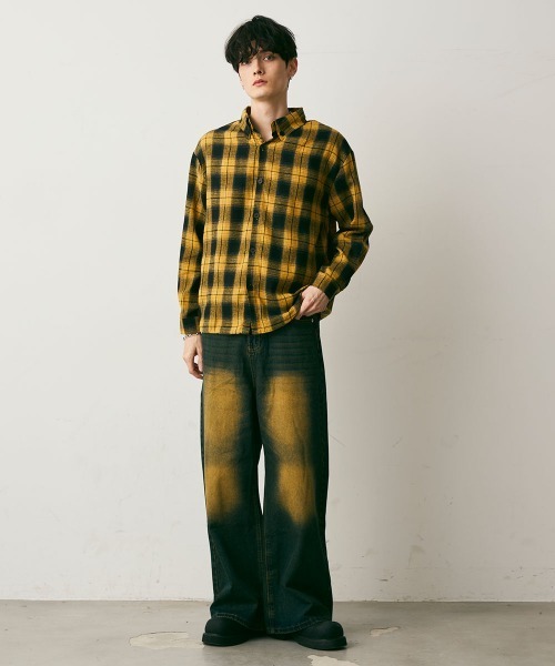 Shoowtime(ショウタイム)の「Ombre check shirt / オンブレチェックシャツ(シャツ/ブラウス・メンズ・ブラック系/イエロー系・MEDIUM/LARGE/X-LARGE)」の9枚目の写真