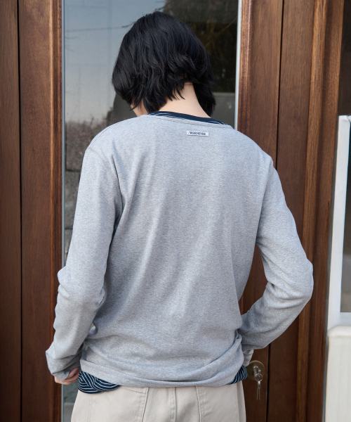 LEVAR(レバー)の「Whenever Henley Neck T-shirt - Melange Grey(Tシャツ/カットソー・レディース・その他・FREE)」の4枚目の写真