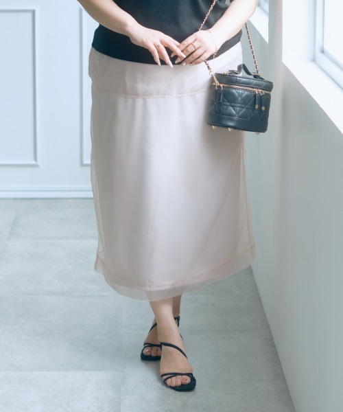 SMILE LAND（スマイルランド）の「＜大きいサイズ＞【らめちゃんコラボ】２点セット(オーガンジーオーバースカート+タイトスカート)（スカート・レディース・ピンク/ブラック・4L/3L/LL/L/5L）」の19枚目の写真