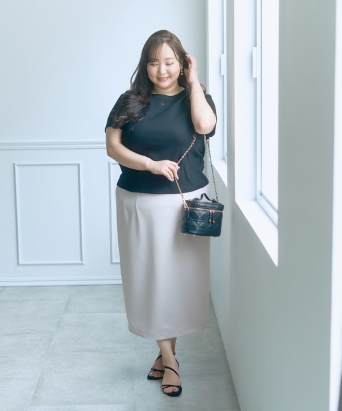 SMILE LAND（スマイルランド）の「＜大きいサイズ＞【らめちゃんコラボ】２点セット(オーガンジーオーバースカート+タイトスカート)（スカート・レディース・ピンク/ブラック・4L/3L/LL/L/5L）」の15枚目の写真