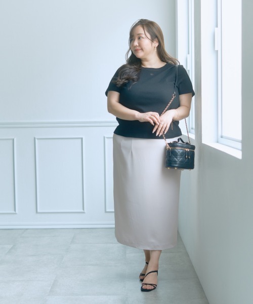 SMILE LAND（スマイルランド）の「＜大きいサイズ＞【らめちゃんコラボ】２点セット(オーガンジーオーバースカート+タイトスカート)（スカート・レディース・ピンク/ブラック・4L/3L/LL/L/5L）」の22枚目の写真