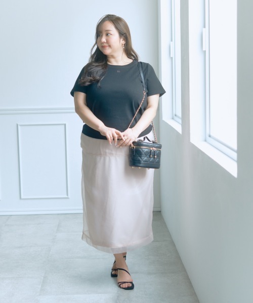 SMILE LAND（スマイルランド）の「＜大きいサイズ＞【らめちゃんコラボ】２点セット(オーガンジーオーバースカート+タイトスカート)（スカート・レディース・ピンク/ブラック・4L/3L/LL/L/5L）」の13枚目の写真