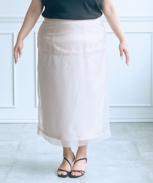 SMILE LAND（スマイルランド）の「＜大きいサイズ＞【らめちゃんコラボ】２点セット(オーガンジーオーバースカート+タイトスカート)（スカート・レディース・ピンク/ブラック・4L/3L/LL/L/5L）」の11枚目の写真