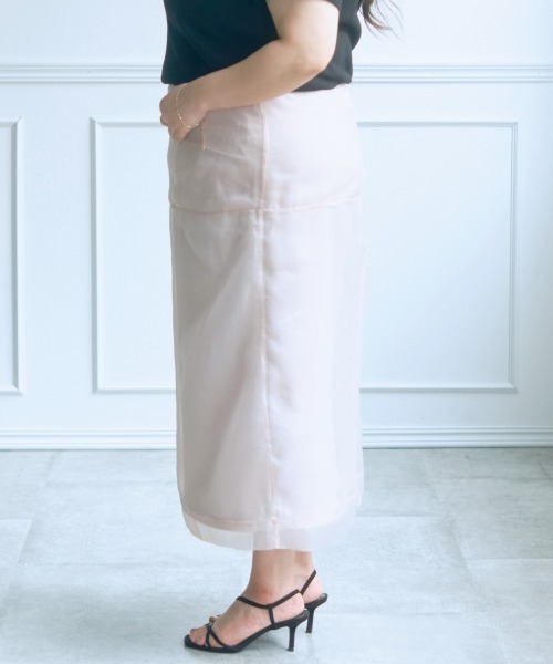 SMILE LAND（スマイルランド）の「＜大きいサイズ＞【らめちゃんコラボ】２点セット(オーガンジーオーバースカート+タイトスカート)（スカート・レディース・ピンク/ブラック・4L/3L/LL/L/5L）」の10枚目の写真