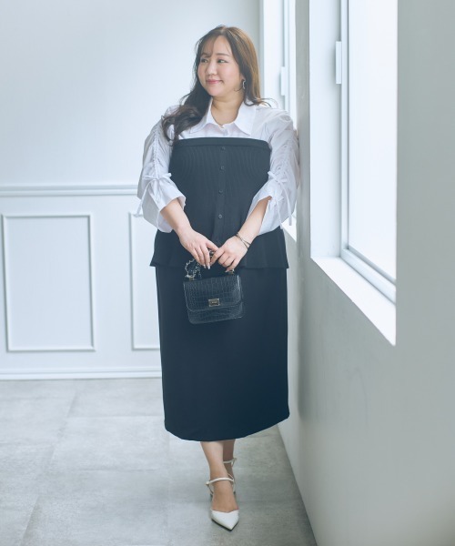 SMILE LAND（スマイルランド）の「＜大きいサイズ＞【らめちゃんコラボ】２点セット(オーガンジーオーバースカート+タイトスカート)（スカート・レディース・ピンク/ブラック・4L/3L/LL/L/5L）」の18枚目の写真