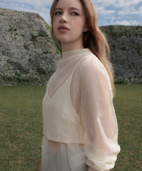 DEHEVE（デヘヴェ）の「High-Neck Bustier Blouse [Butter]（シャツ/ブラウス・レディース・ライトイエロー・FREE）」の12枚目の写真