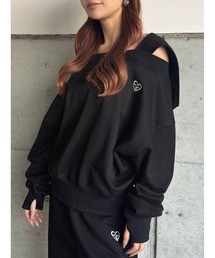 EGOIST | ハートロゴオフショル裏毛トップス(スウェット)