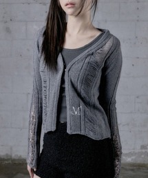 A'GEM/9 × .kom 『MUCENT/ムセント』 NUBI DAMAGE SLIM CARDIGAN/ダメージスリムカーディガン