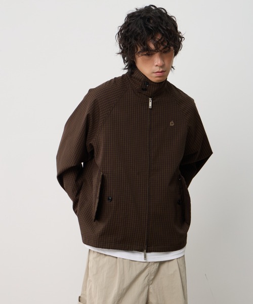 ジップブルゾン茶ROCKYTINTIN様 セール】26ss Check Pattern Stand Zip Blouson/チェック柄スタンド