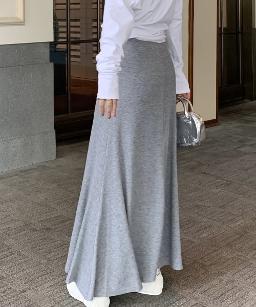mielu(ミエル)の「ハイウエストロングスカート(スカート・レディース・ブラック/グレー/ダークグレー・MEDIUM/LARGE/SMALL)」の9枚目の写真