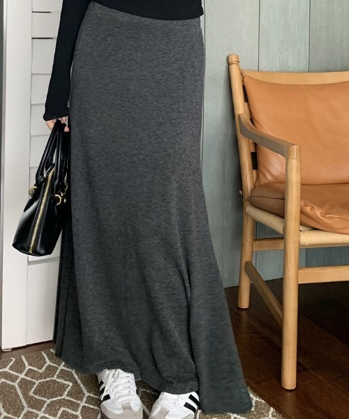 mielu(ミエル)の「ハイウエストロングスカート(スカート・レディース・ブラック/グレー/ダークグレー・MEDIUM/LARGE/SMALL)」の13枚目の写真