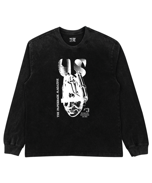 NAVYTEAM(ネイビーチーム)の「THE PAPERBACK MAGAZINE ピグメントダイングロングTシャツ(Tシャツ/カットソー・レディース・ブラック×ホワイト/ブラック×グレー・1/2/3)」の1枚目の写真