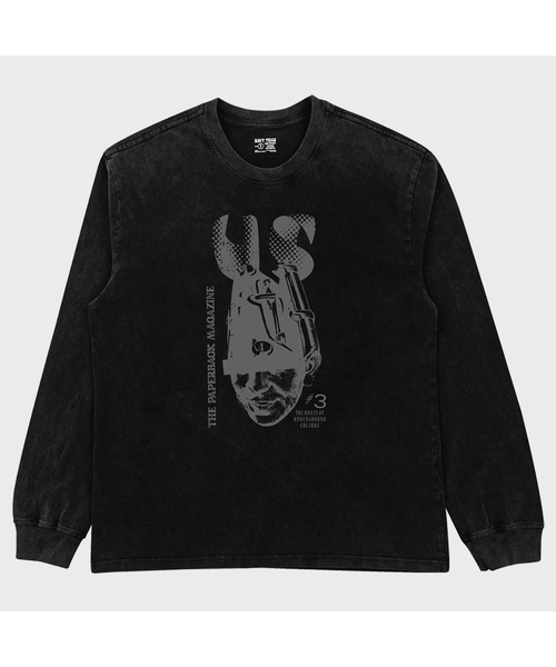 NAVYTEAM(ネイビーチーム)の「THE PAPERBACK MAGAZINE ピグメントダイングロングTシャツ(Tシャツ/カットソー・レディース・ブラック×ホワイト/ブラック×グレー・1/2/3)」の2枚目の写真