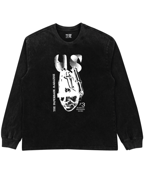 NAVYTEAM(ネイビーチーム)の「THE PAPERBACK MAGAZINE ピグメントダイングロングTシャツ(Tシャツ/カットソー・レディース・ブラック×ホワイト/ブラック×グレー・1/2/3)」の3枚目の写真