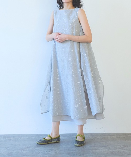 yuni(ユニ )の「△Cotton Nylon sheer memory dot 刺繍 layered one-piece(ワンピース・レディース・ブラック/グレー・FREE)」の2枚目の写真