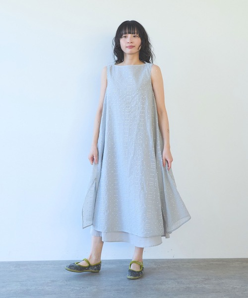 yuni(ユニ )の「△Cotton Nylon sheer memory dot 刺繍 layered one-piece(ワンピース・レディース・ブラック/グレー・FREE)」の10枚目の写真