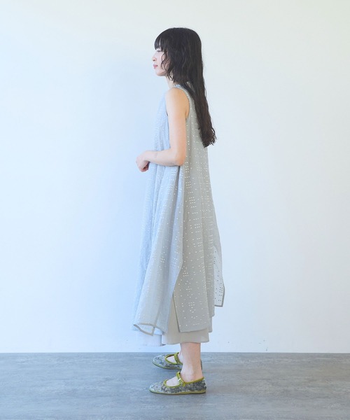 yuni(ユニ )の「△Cotton Nylon sheer memory dot 刺繍 layered one-piece(ワンピース・レディース・ブラック/グレー・FREE)」の14枚目の写真