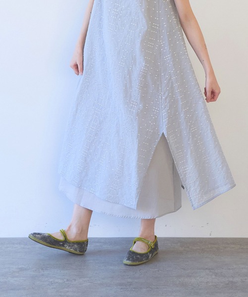 yuni(ユニ )の「△Cotton Nylon sheer memory dot 刺繍 layered one-piece(ワンピース・レディース・ブラック/グレー・FREE)」の12枚目の写真