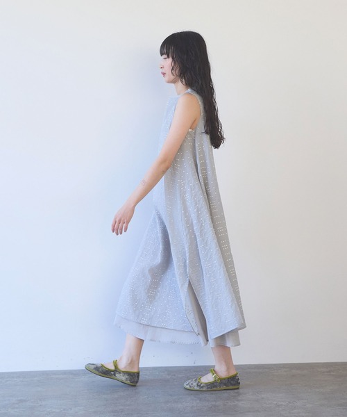 yuni(ユニ )の「△Cotton Nylon sheer memory dot 刺繍 layered one-piece(ワンピース・レディース・ブラック/グレー・FREE)」の13枚目の写真