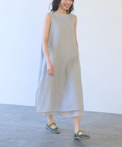 yuni(ユニ )の「△Cotton Nylon sheer memory dot 刺繍 layered one-piece(ワンピース・レディース・ブラック/グレー・FREE)」の8枚目の写真