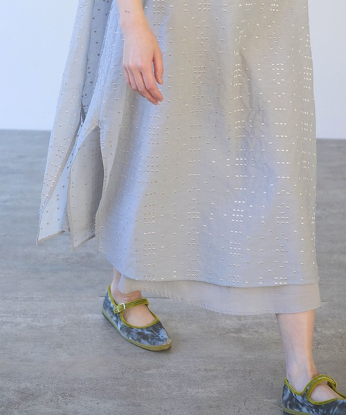 yuni(ユニ )の「△Cotton Nylon sheer memory dot 刺繍 layered one-piece(ワンピース・レディース・ブラック/グレー・FREE)」の9枚目の写真