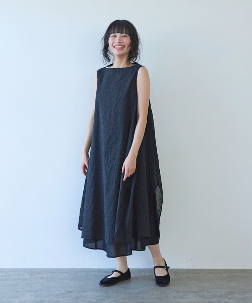 yuni(ユニ )の「△Cotton Nylon sheer memory dot 刺繍 layered one-piece(ワンピース・レディース・ブラック/グレー・FREE)」の3枚目の写真