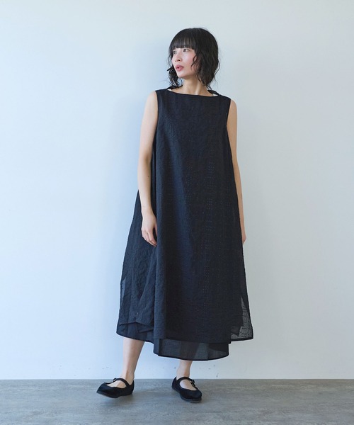 yuni(ユニ )の「△Cotton Nylon sheer memory dot 刺繍 layered one-piece(ワンピース・レディース・ブラック/グレー・FREE)」の5枚目の写真