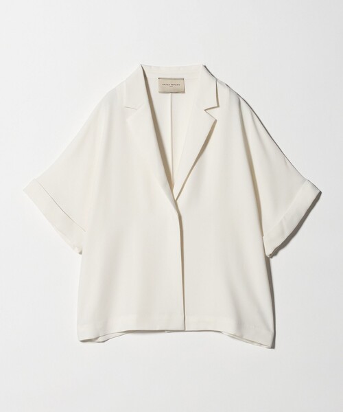 UNITED ARROWS(ユナイテッドアローズ)の「イージー テーラード ジャケット ‐吸水速乾 帯電防止 接触冷感 ウォッシャブル‐(テーラードジャケット・レディース・ブラック/オフホワイト・38/36)」の2枚目の写真