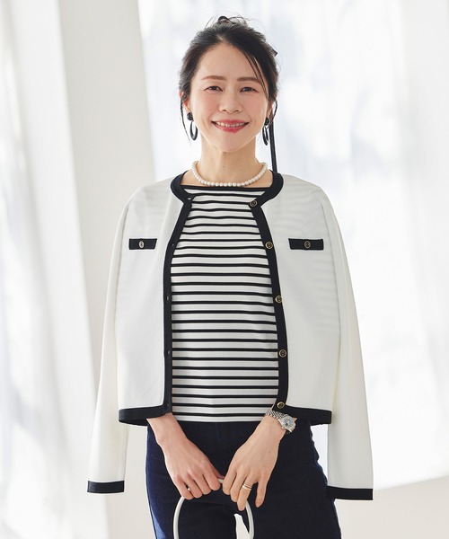 &BLOOM(アンドブルーム)の「UVカット ボートネック トップス バストパッド付 &BLOOM(アンドブルーム)(Tシャツ/カットソー・レディース・ブラック/ホワイト/ブラック×ホワイト・フリー)」の14枚目の写真