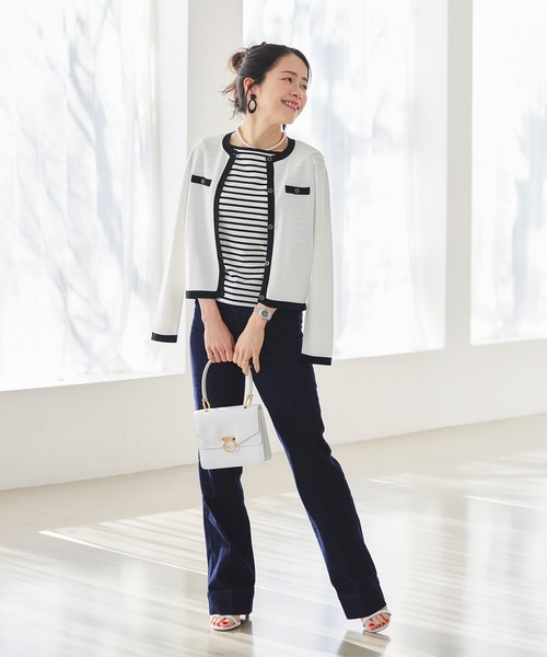 &BLOOM(アンドブルーム)の「UVカット ボートネック トップス バストパッド付 &BLOOM(アンドブルーム)(Tシャツ/カットソー・レディース・ブラック/ホワイト/ブラック×ホワイト・フリー)」の15枚目の写真