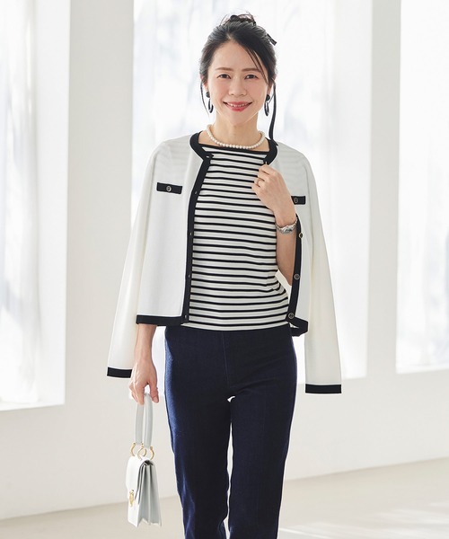 &BLOOM(アンドブルーム)の「UVカット ボートネック トップス バストパッド付 &BLOOM(アンドブルーム)(Tシャツ/カットソー・レディース・ブラック/ホワイト/ブラック×ホワイト・フリー)」の16枚目の写真