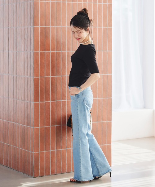 &BLOOM(アンドブルーム)の「UVカット ボートネック トップス バストパッド付 &BLOOM(アンドブルーム)(Tシャツ/カットソー・レディース・ブラック/ホワイト/ブラック×ホワイト・フリー)」の12枚目の写真
