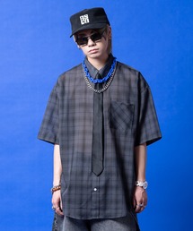 a.p.o.v. オーバーサイズチェック柄半袖シャツ