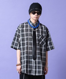 a.p.o.v. オーバーサイズチェック柄半袖シャツ