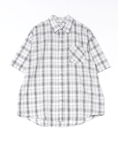 a.p.o.v.(エーピーオービー)の「a.p.o.v. オーバーサイズチェック柄半袖シャツ(シャツ/ブラウス・メンズ・チャコール/ホワイト/ブラック/ブルー・ONESIZE)」の9枚目の写真